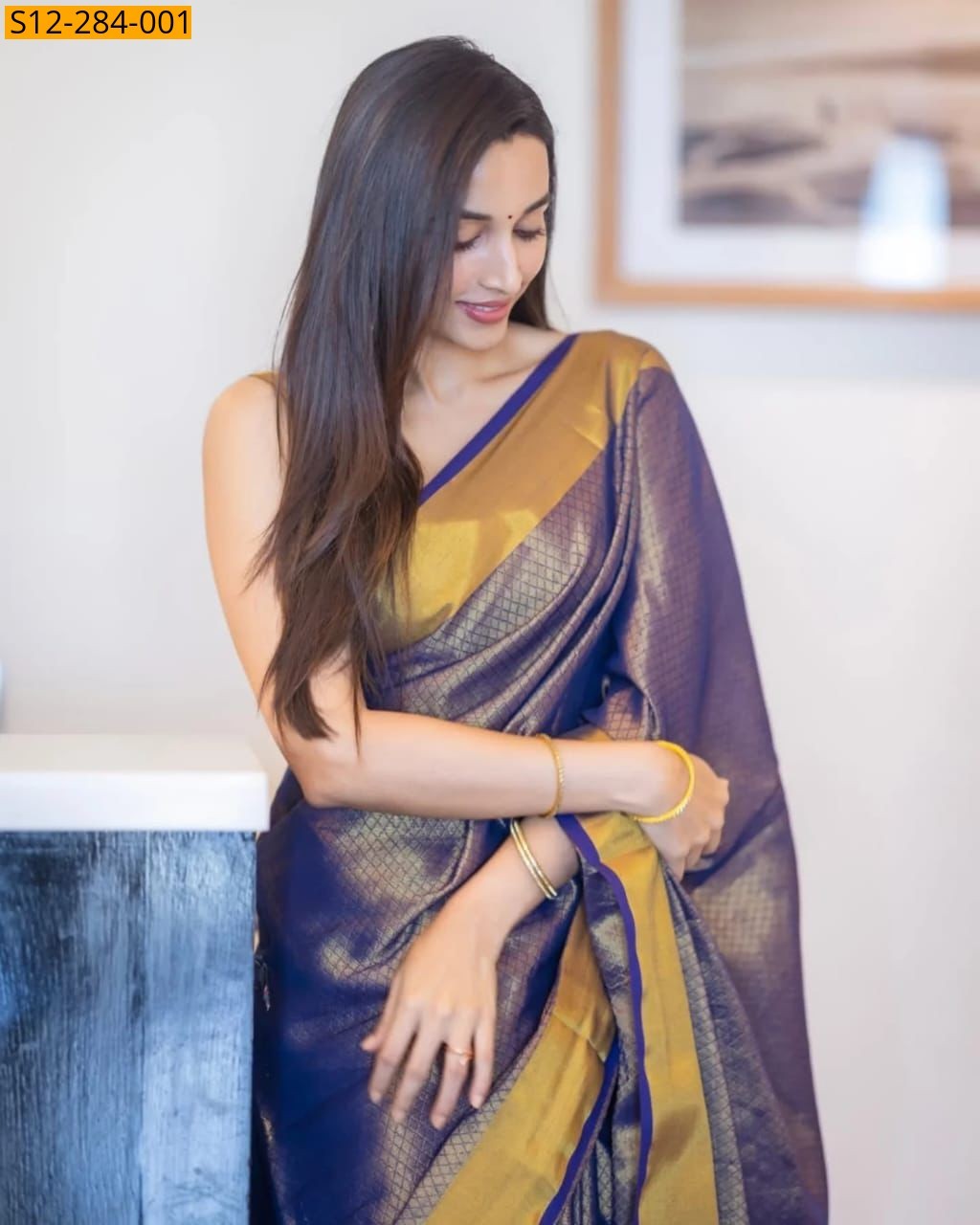 Blue Banarasi tissue soft silk Saree