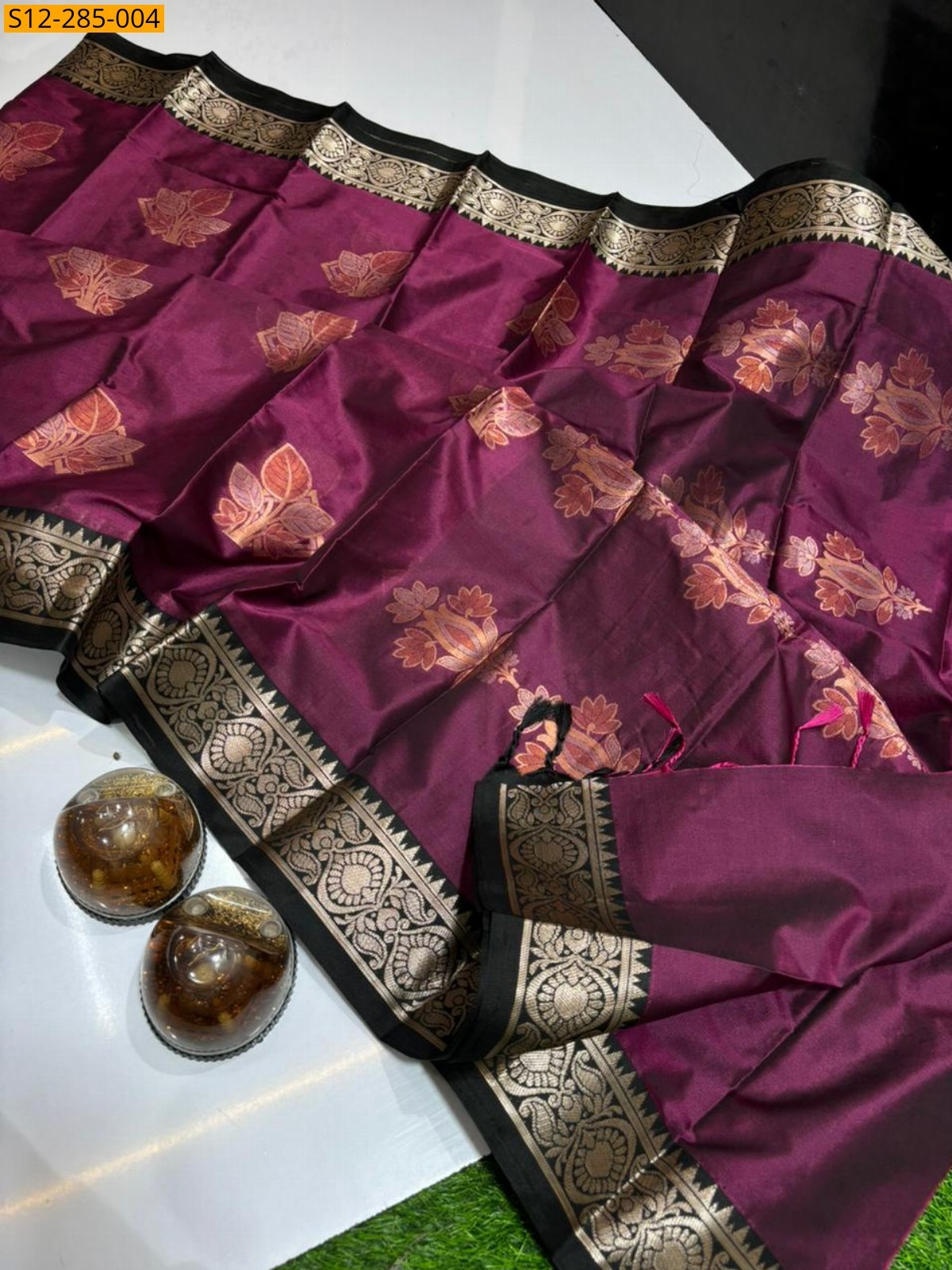 Pink Banarsi semi kataan soft silk Saree