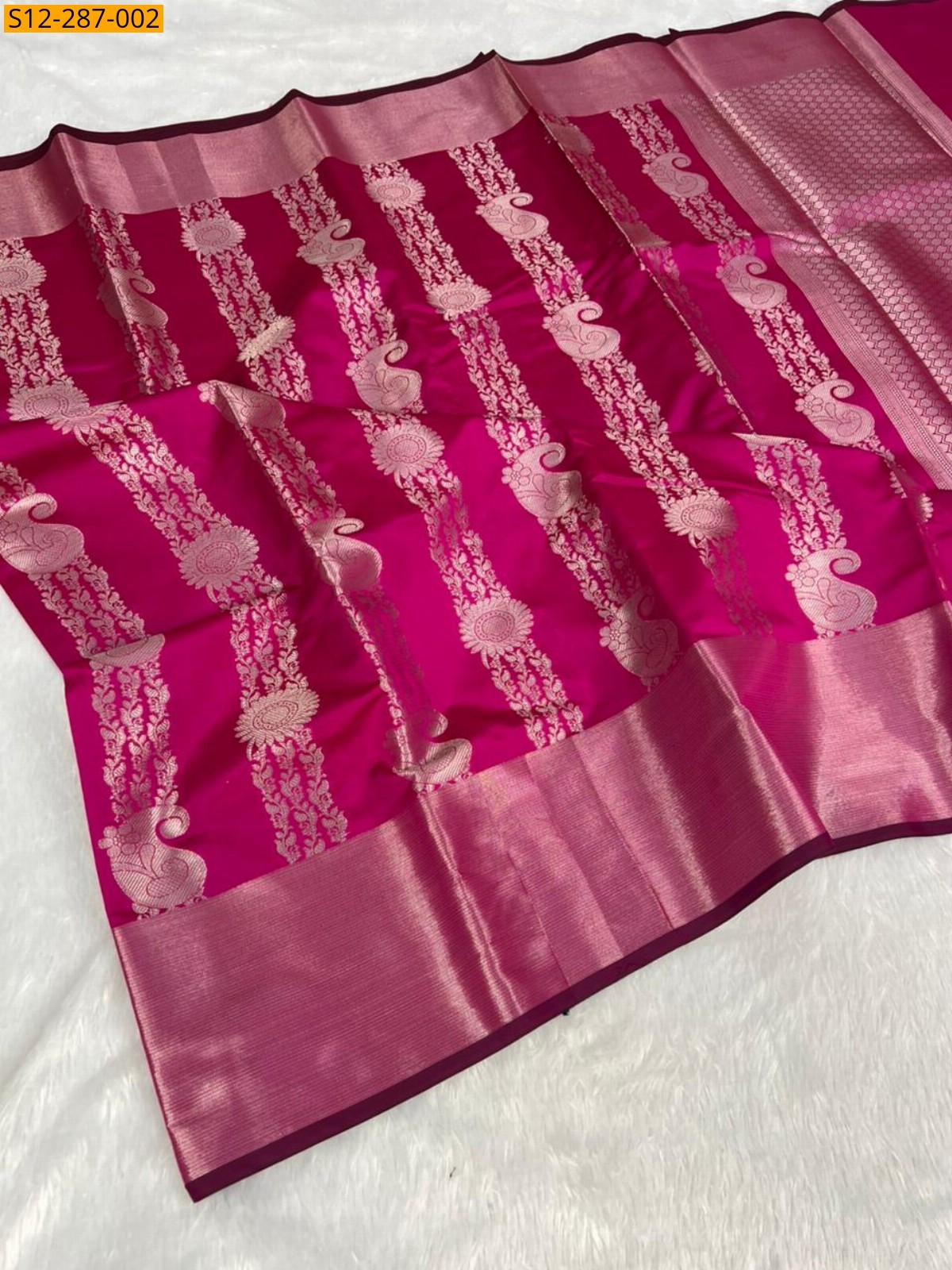 Pink Banarsi semi kataan soft silk Saree