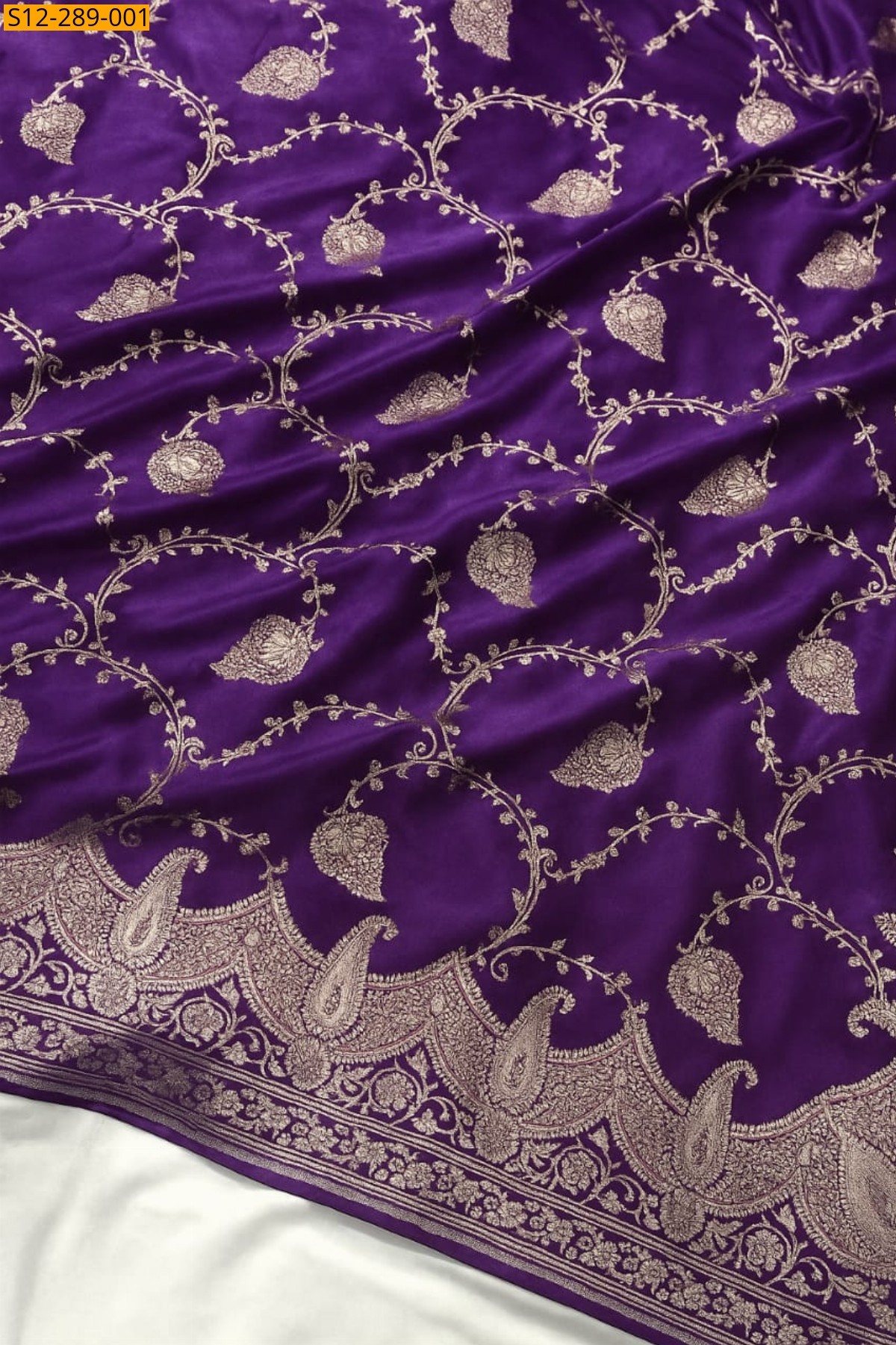 Violet Banarasi Katan Mashru Silk Saree