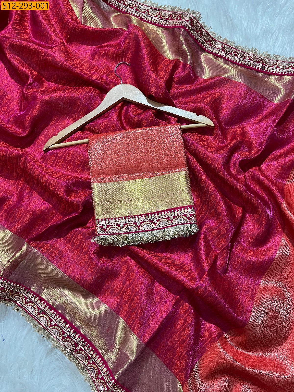 Red Banarsi tissue soft silk Saree