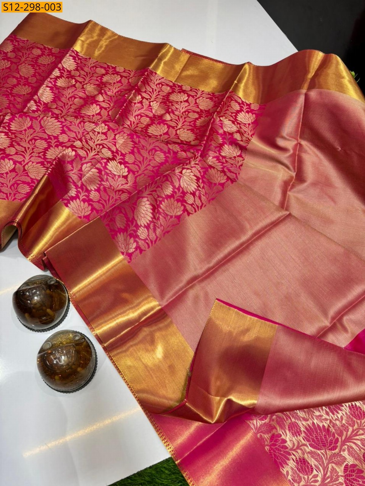 Banarasi Semi Kataan Soft Silk Saree - Pink Banarasi Semi Kataan Soft Silk Saree - Pink