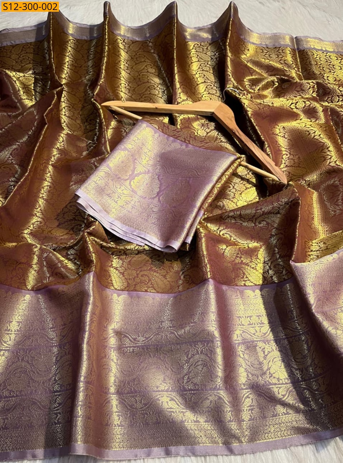 Gold Banarsi semi kataan soft silk Saree