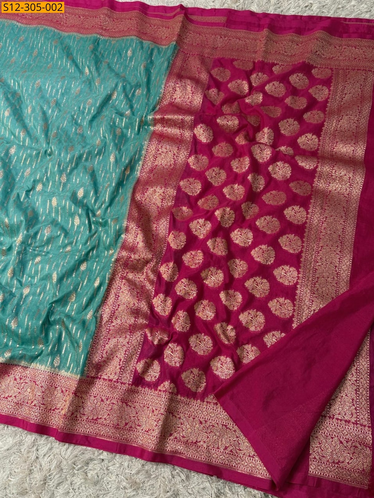 Blue Banarasi semi kataan georgette soft silk Saree