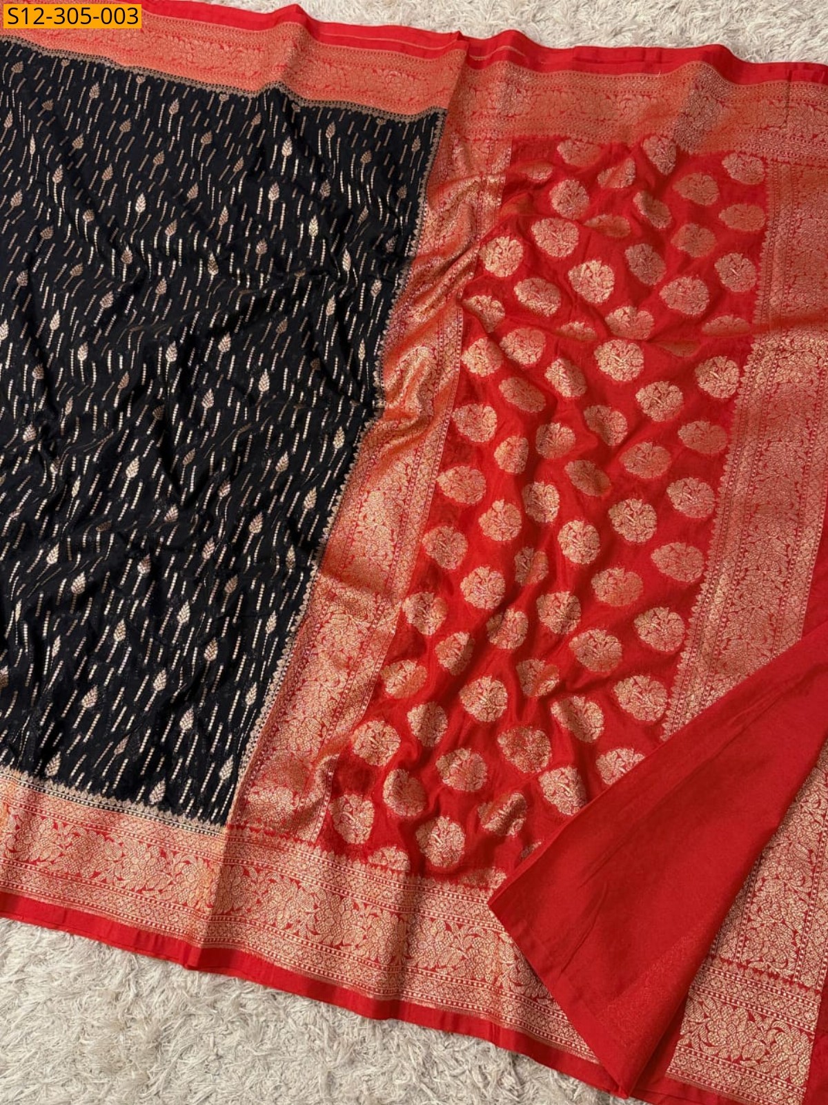 Black Banarasi semi kataan georgette soft silk Saree