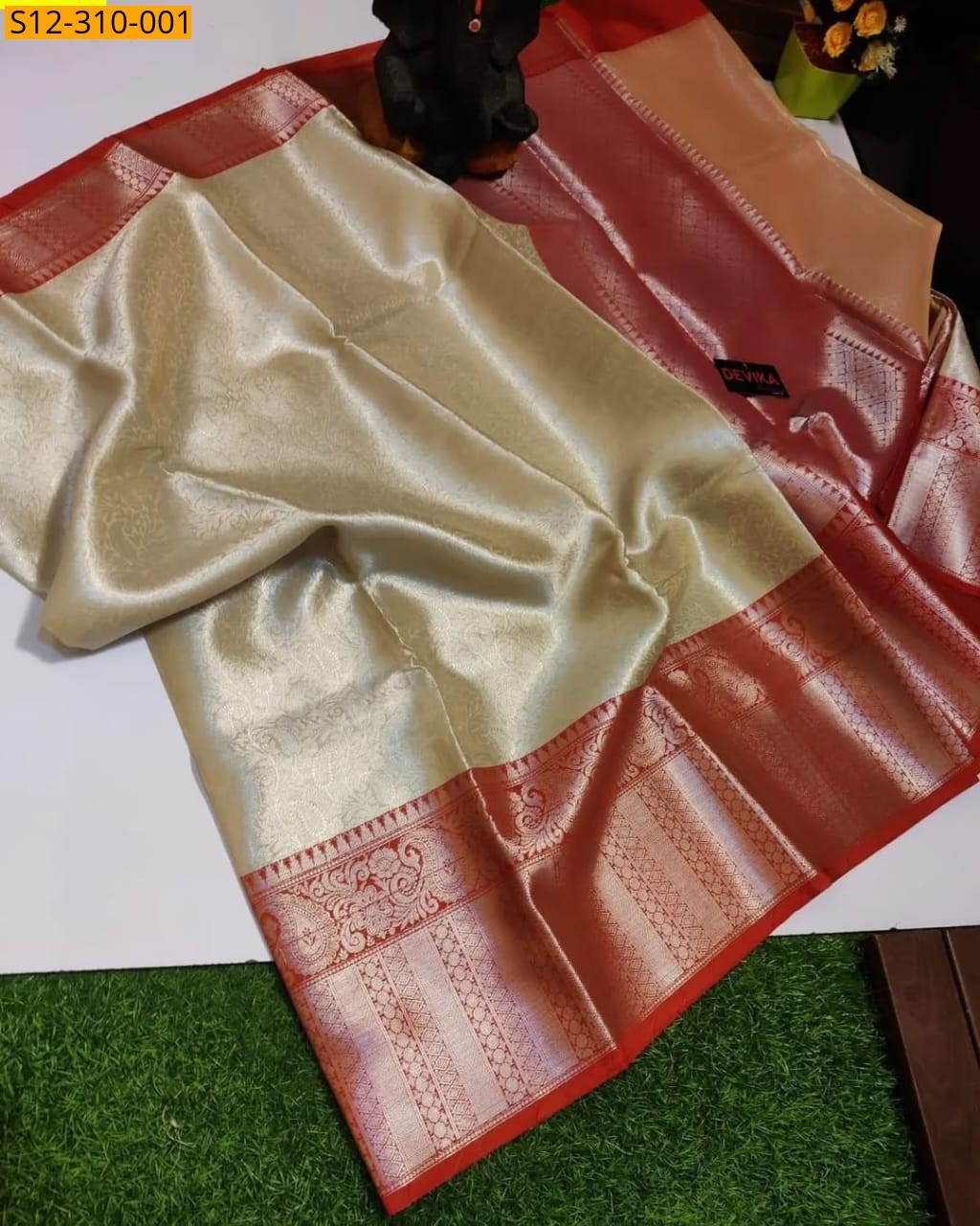 Half white Banarsi tissue soft silk Saree