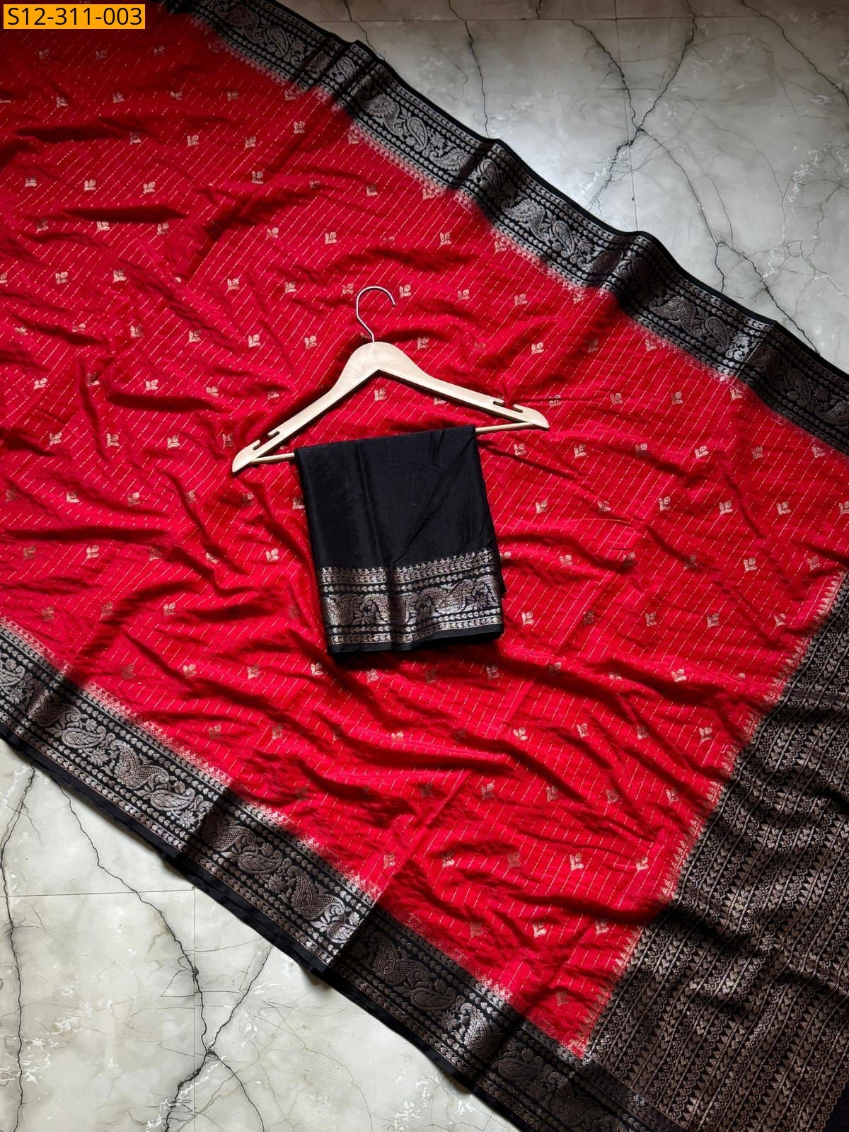 Red Banarasi semi chiniya soft silk Saree