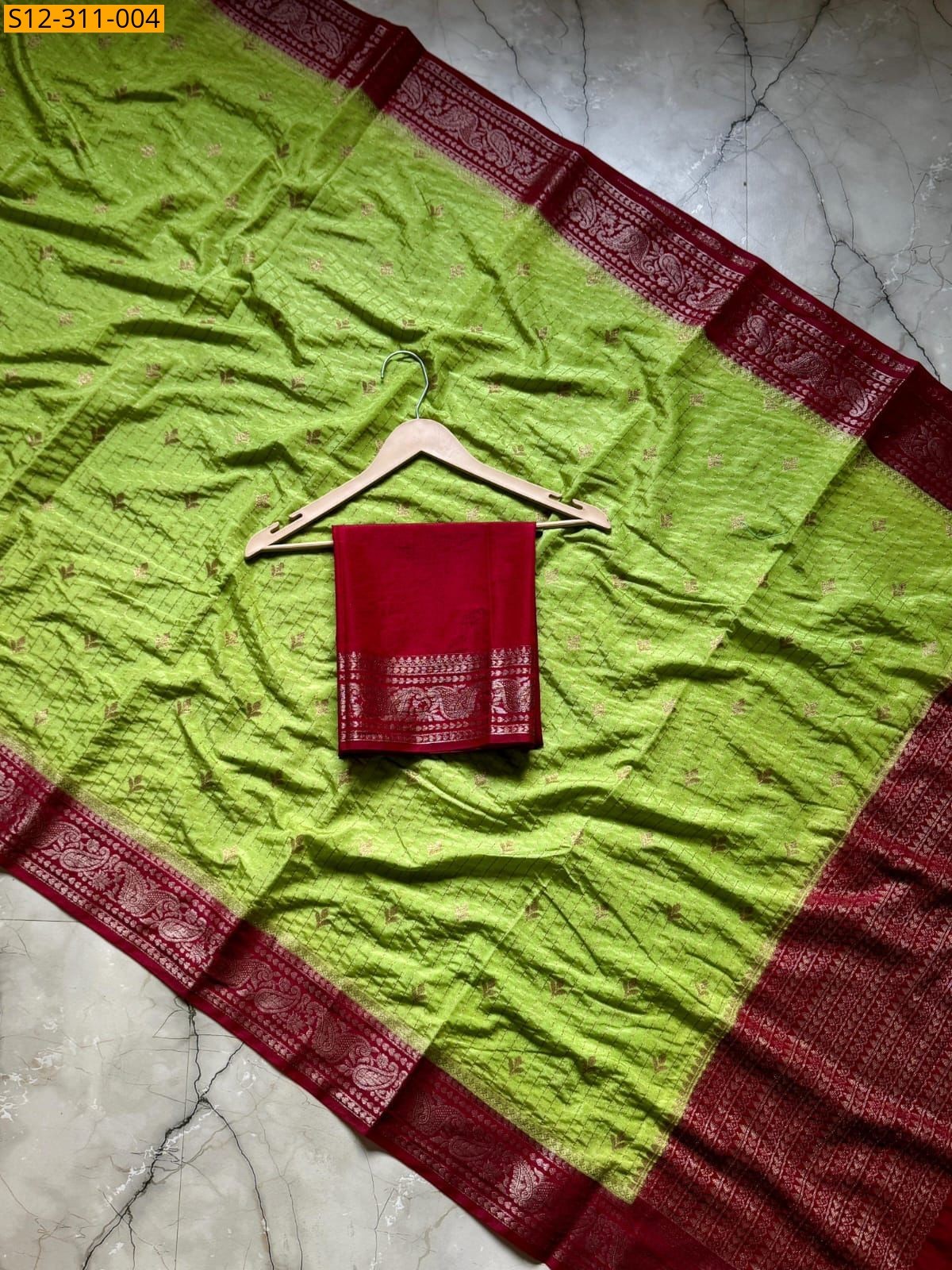 Green Banarasi semi chiniya soft silk Saree