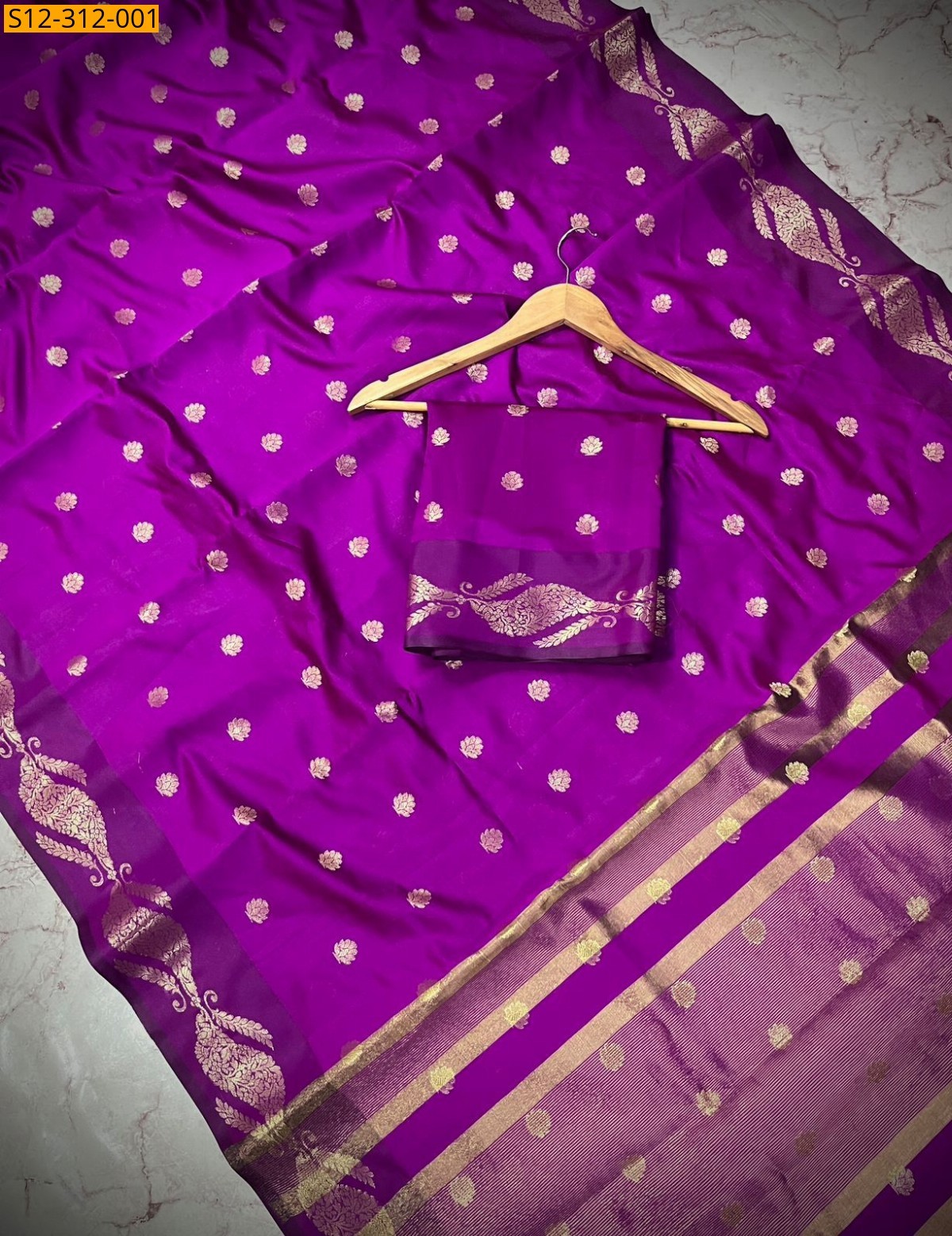 Violet Banarasi semi kataan soft silk Saree