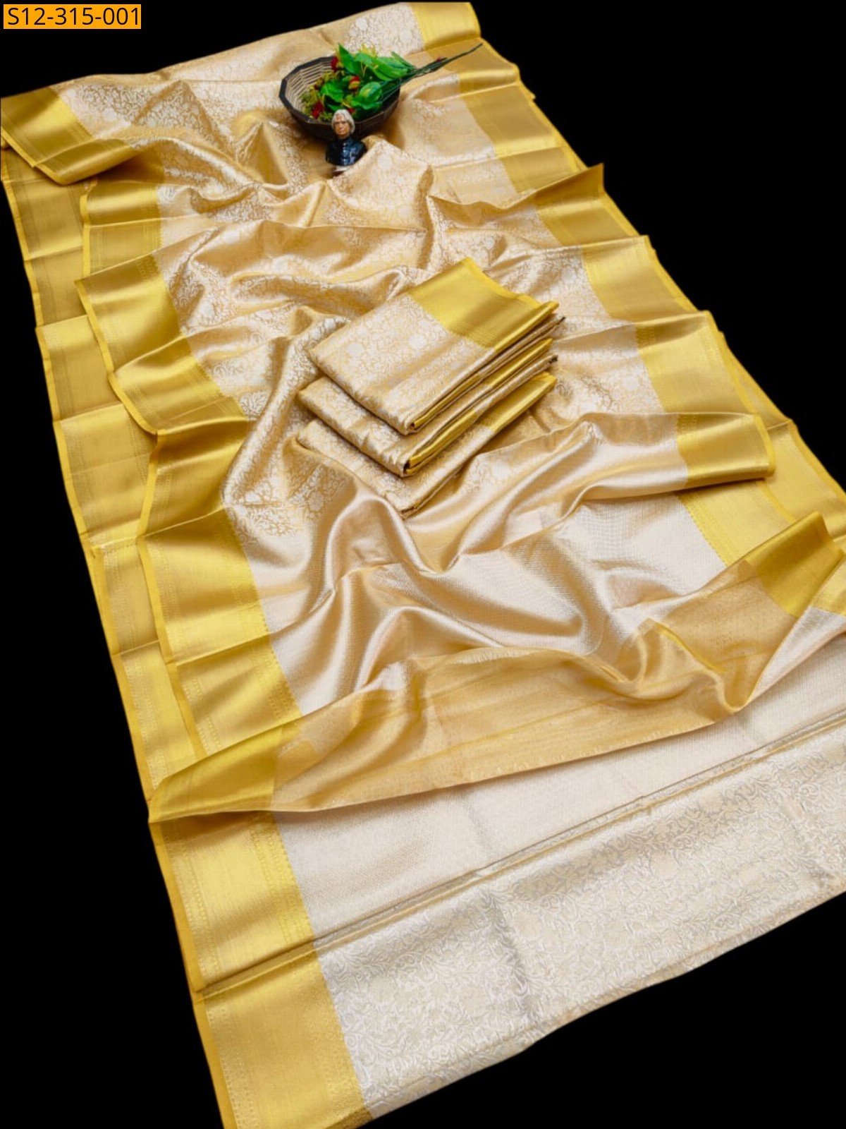 Half white Banarsi tissue soft silk Saree
