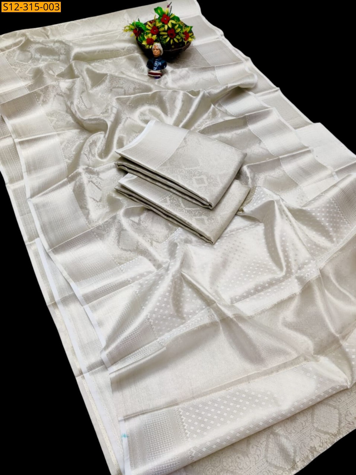 Silver Banarsi tissue soft silk Saree