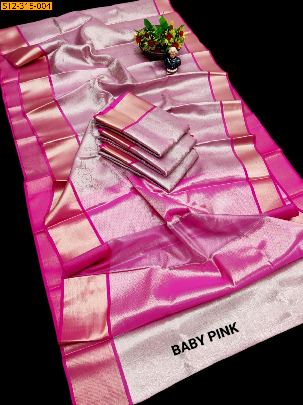 Pink Banarsi tissue soft silk Saree
