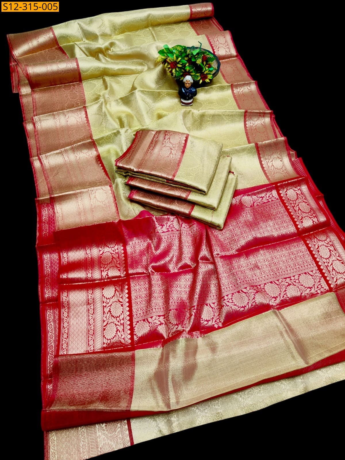 Lite green Banarsi tissue soft silk Saree