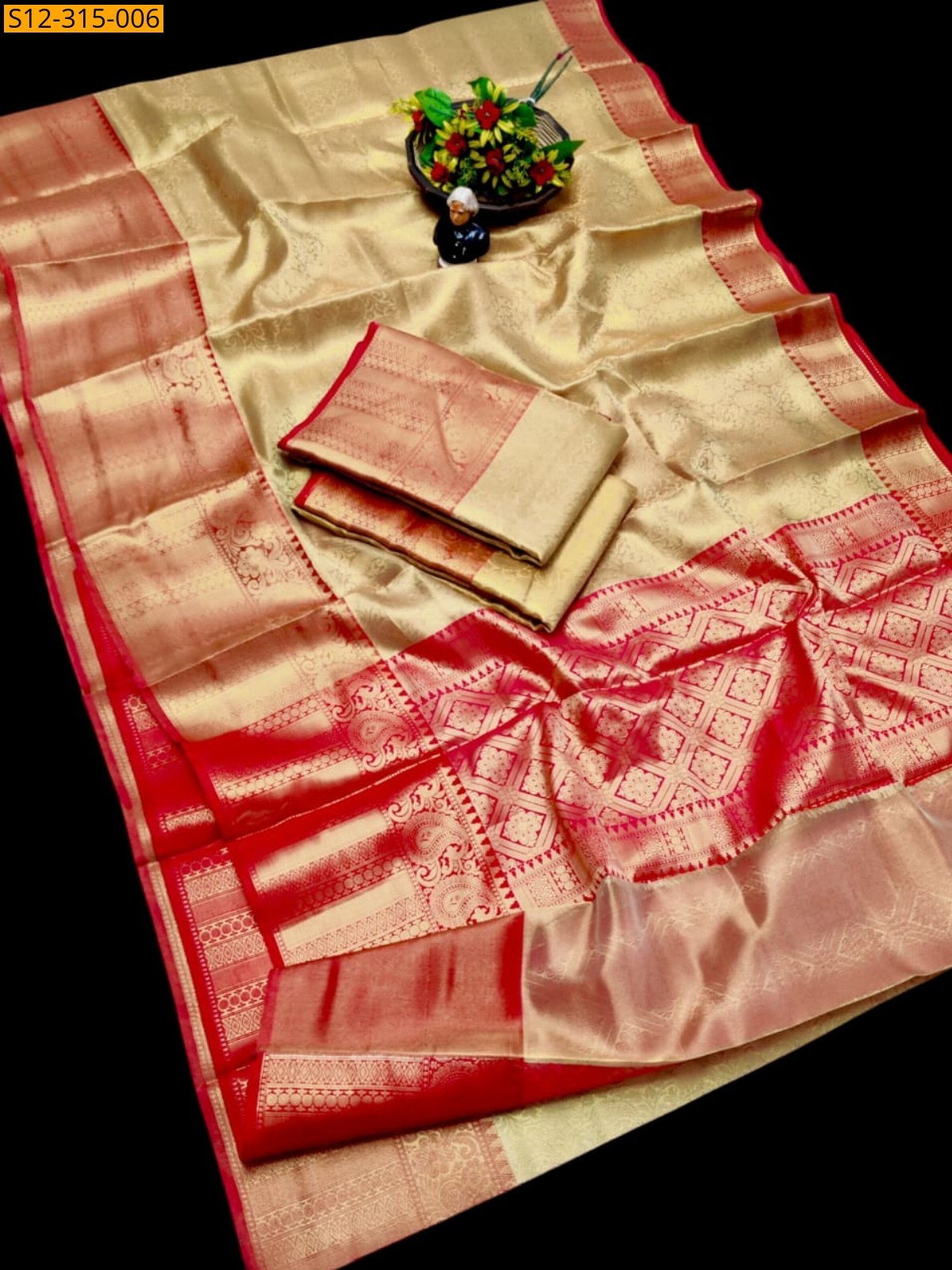 Gold Banarsi tissue soft silk Saree