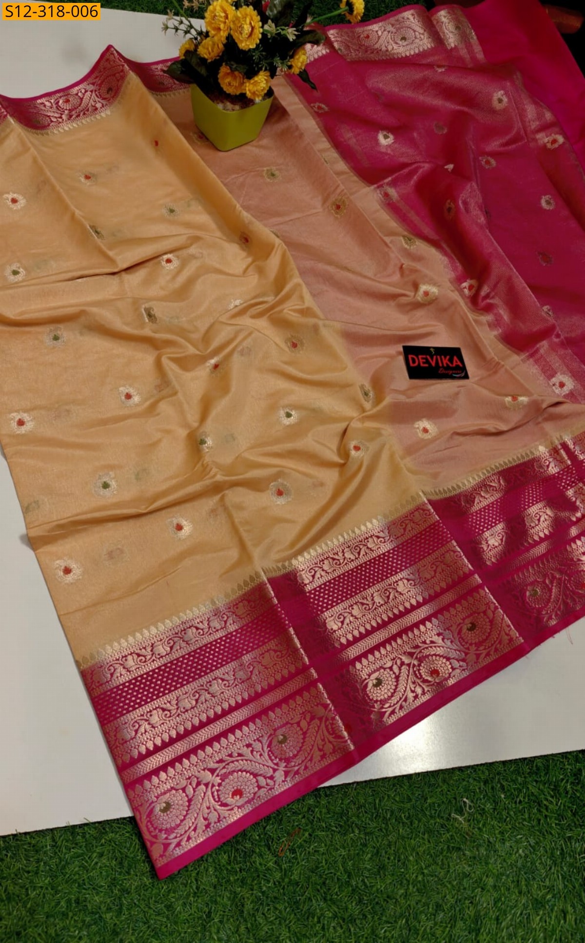 Sandal Banarasi daibal dupion soft silk Saree