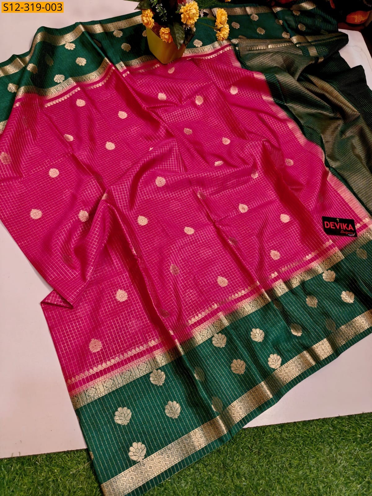 Pink Banarasi daibal warm soft silk Saree