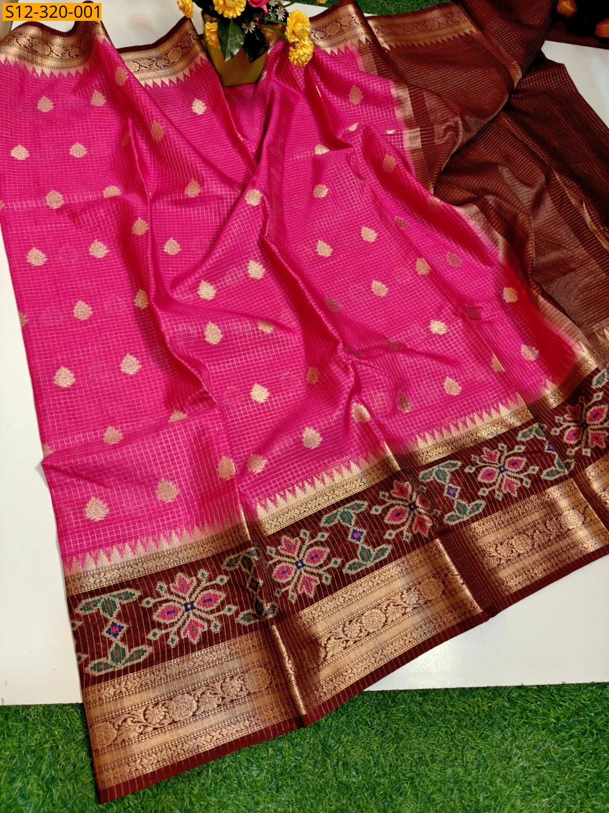 Pink Banarasi daibal warm soft silk Saree