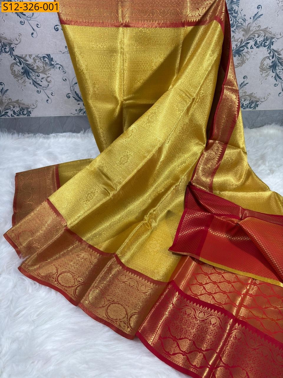 Gold Banarasi Tissue soft silk Saree