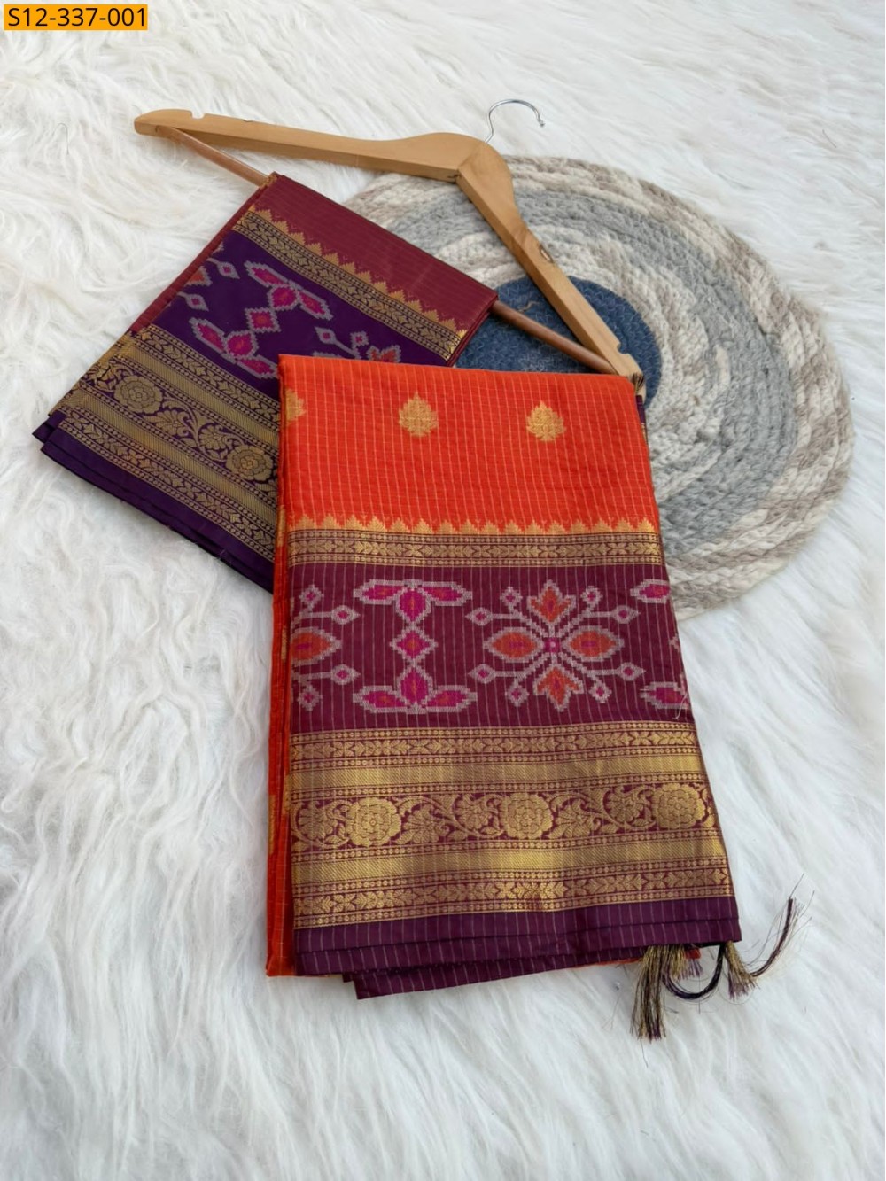 Orange Banarasi semi katan soft silk Saree Orange Banarasi semi katan soft silk Saree