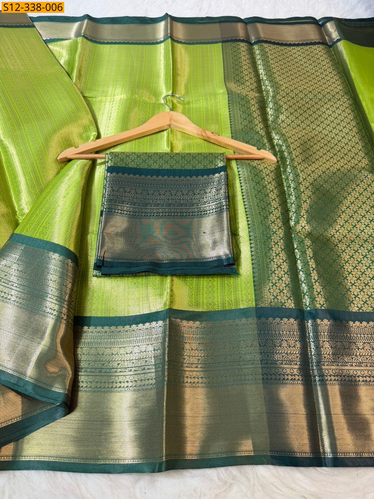 Parrot Green Banarasi semi katan soft silk Sarees