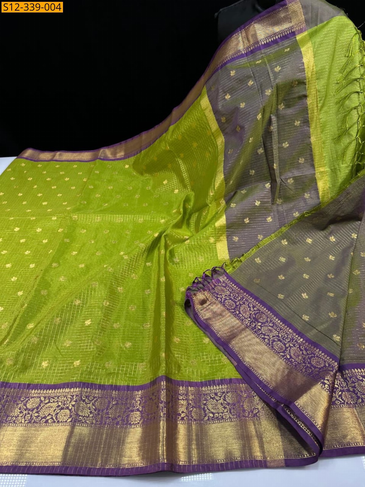 Green Banarasi katan soft silk saree
