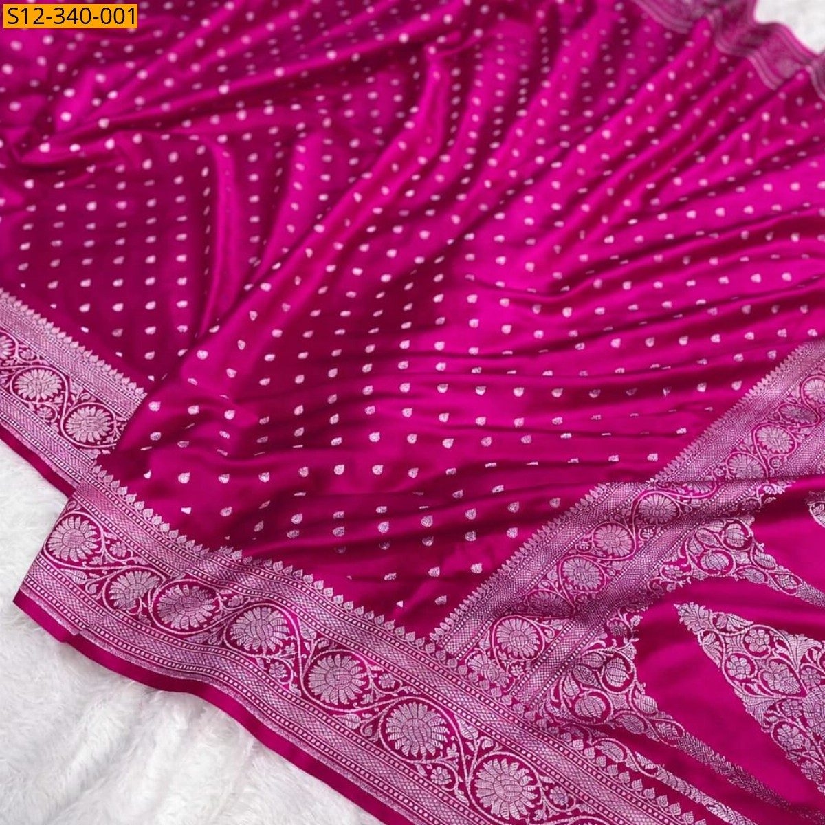 Pink Banarasi katan Mashru soft silk saree