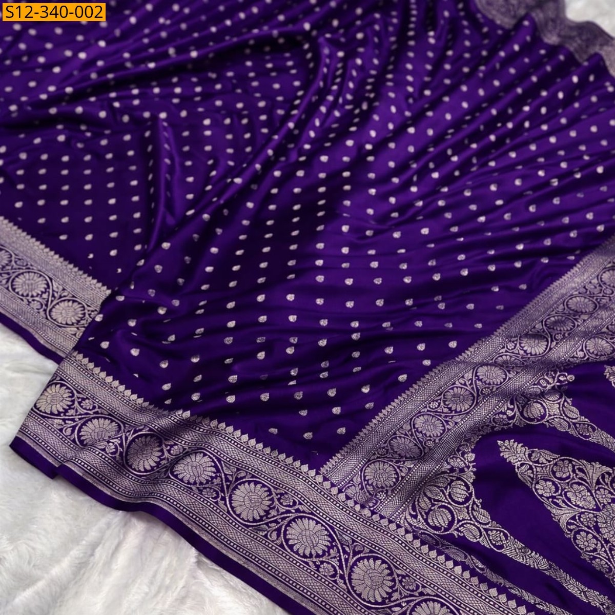 Violet Banarasi katan Mashru soft silk saree