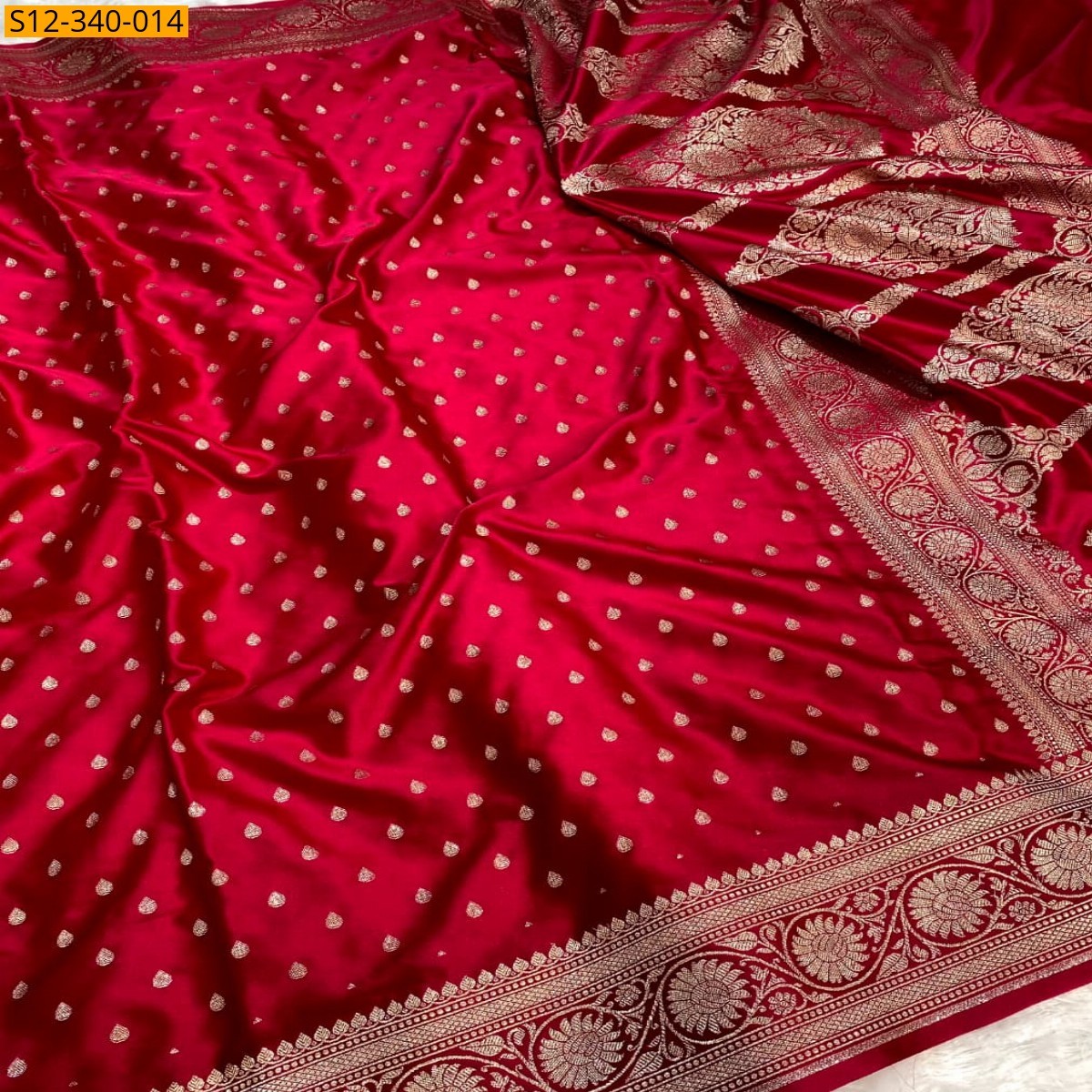 Red Banarasi katan Mashru soft silk saree