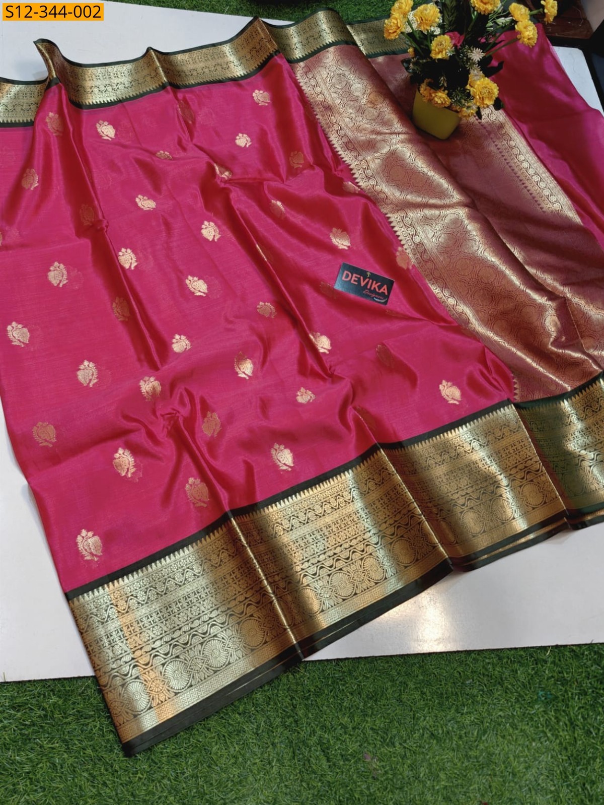Pink Banarsi semi kataan soft silk Saree