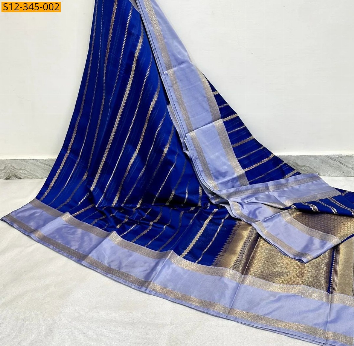 Royal Blue Banarsi semi kataan soft silk Saree