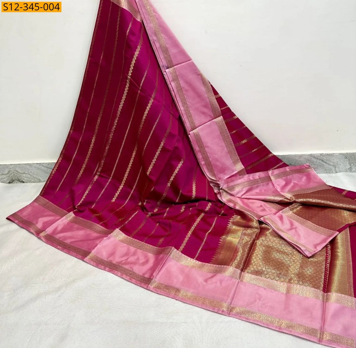 Pink Banarsi semi kataan soft silk Saree