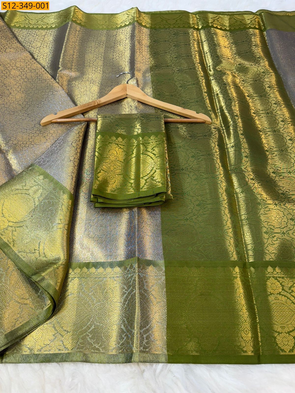 Silver Banarasi Tissue Soft silk Saree