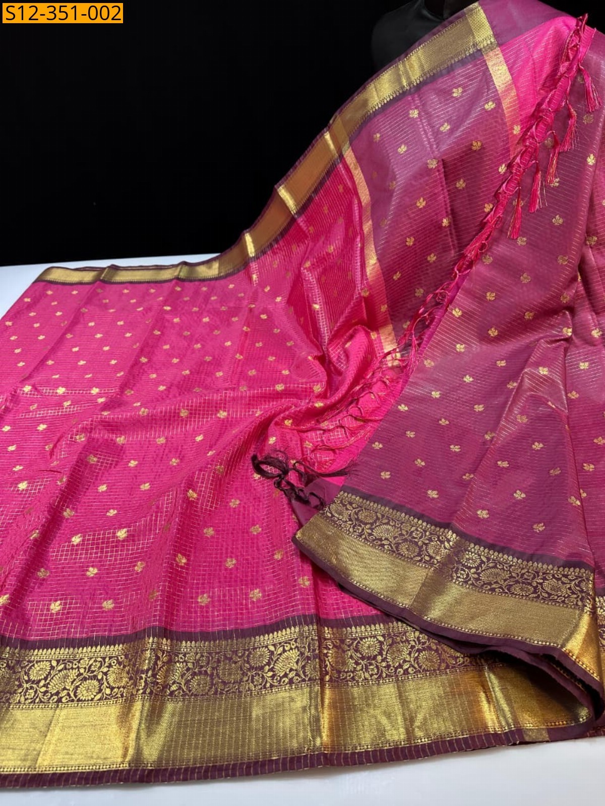 Pink Banarasi semi kataan soft silk Saree
