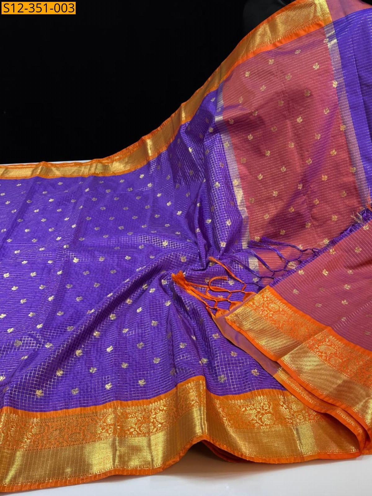 Violet Banarasi semi kataan soft silk Saree