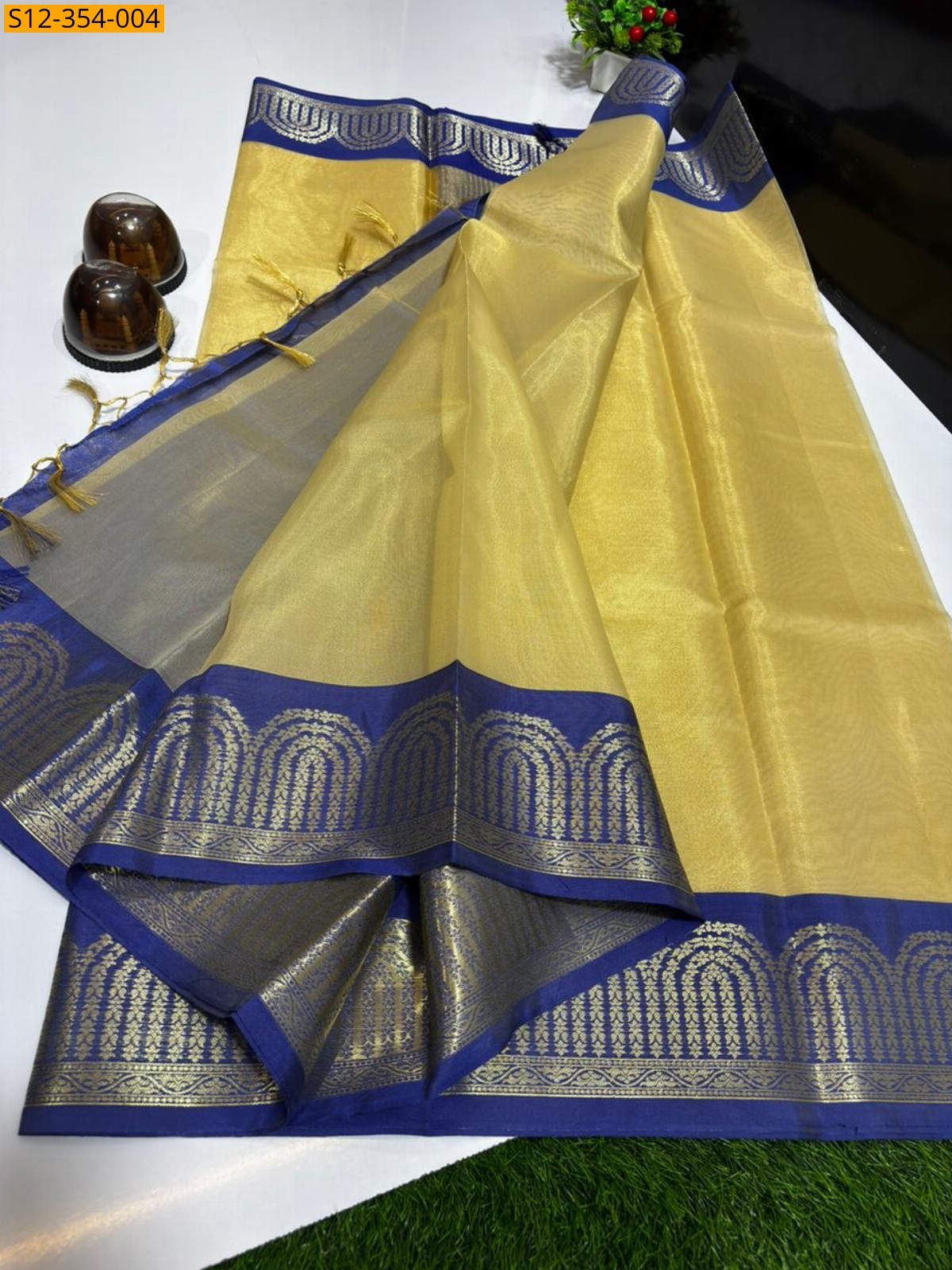 Sandal Banarasi Tissue Soft Silk Saree