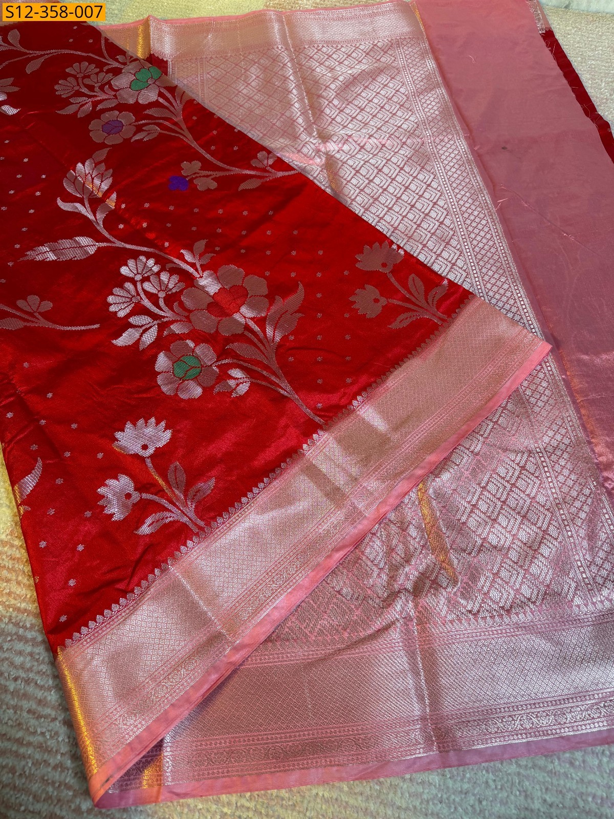 Red Banarasi kataan Raw Mango soft silk Saree