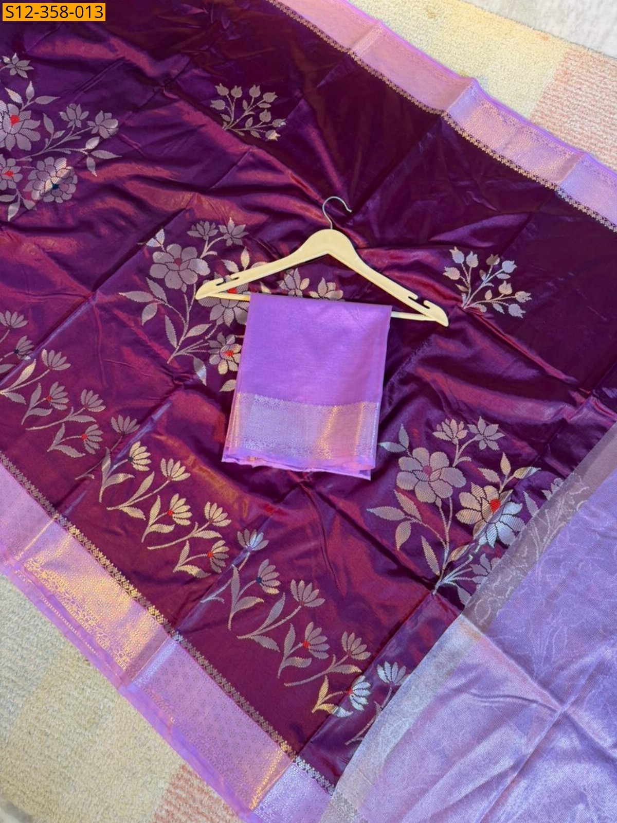 Wine Banarasi kataan Raw Mango soft silk Saree