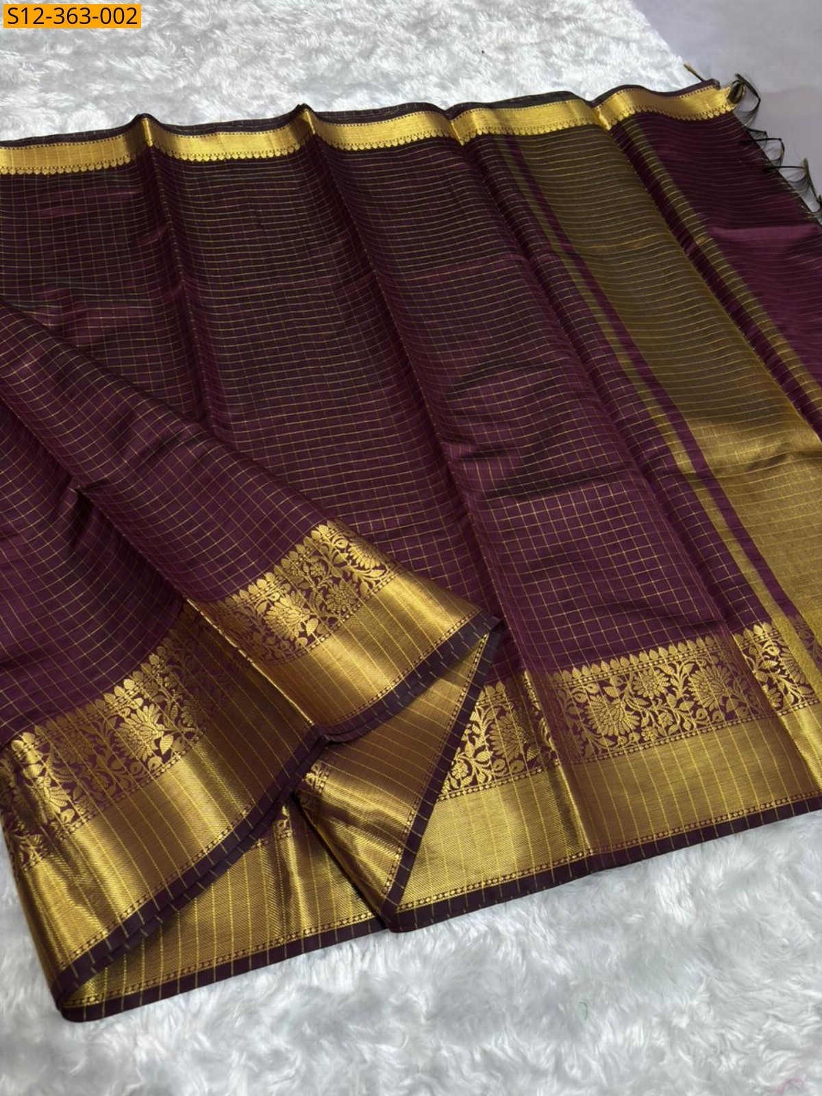Brown Banarsi semi kataan soft silk Saree