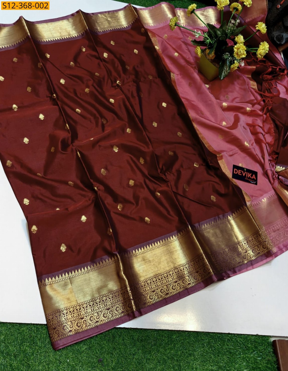 Fancy Banarsi semi katan soft silk Saree - Brown Fancy Banarsi semi katan soft silk Saree - Brown