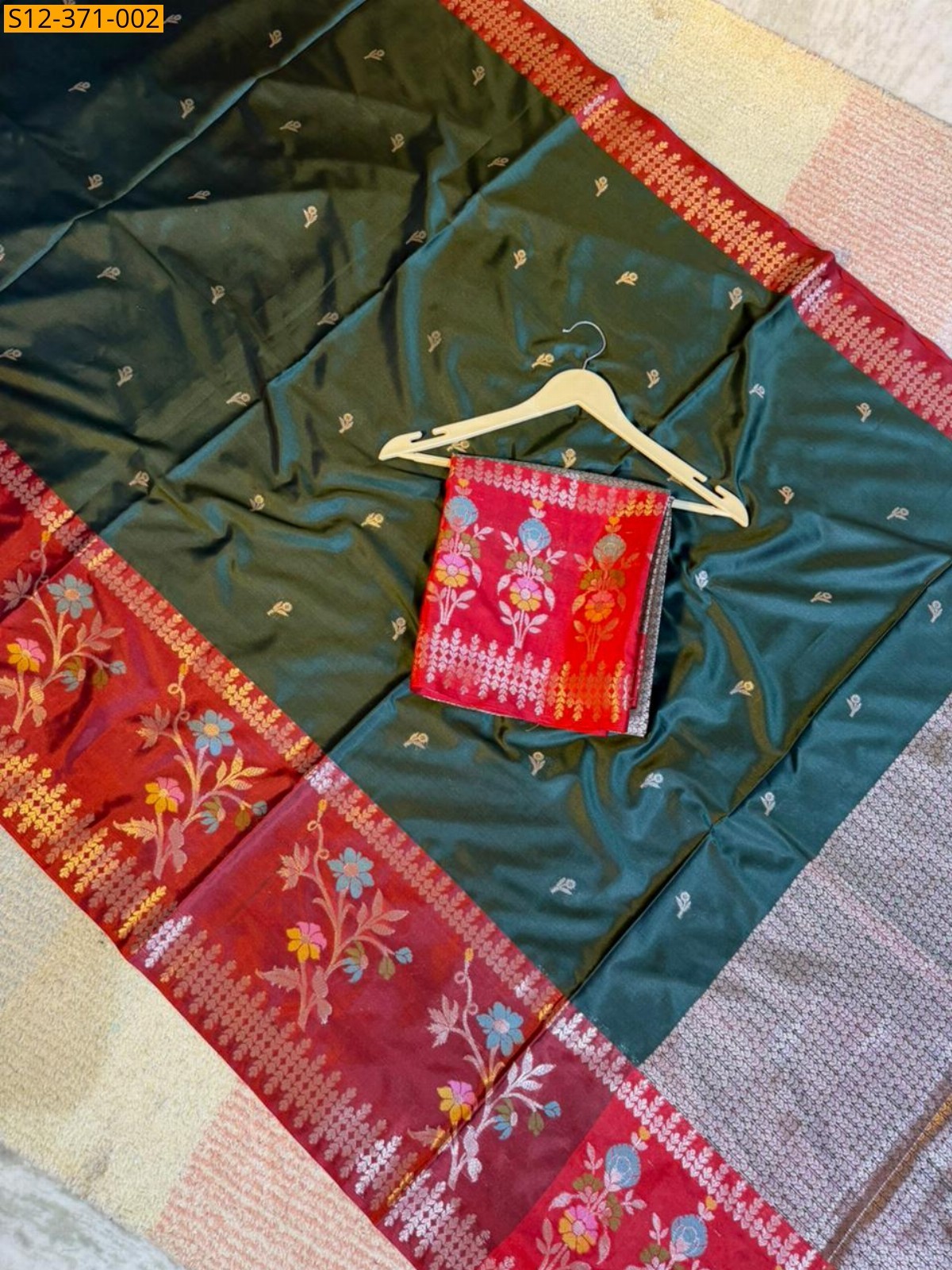 Green Fancy Banarsi semi kataan soft silk Saree