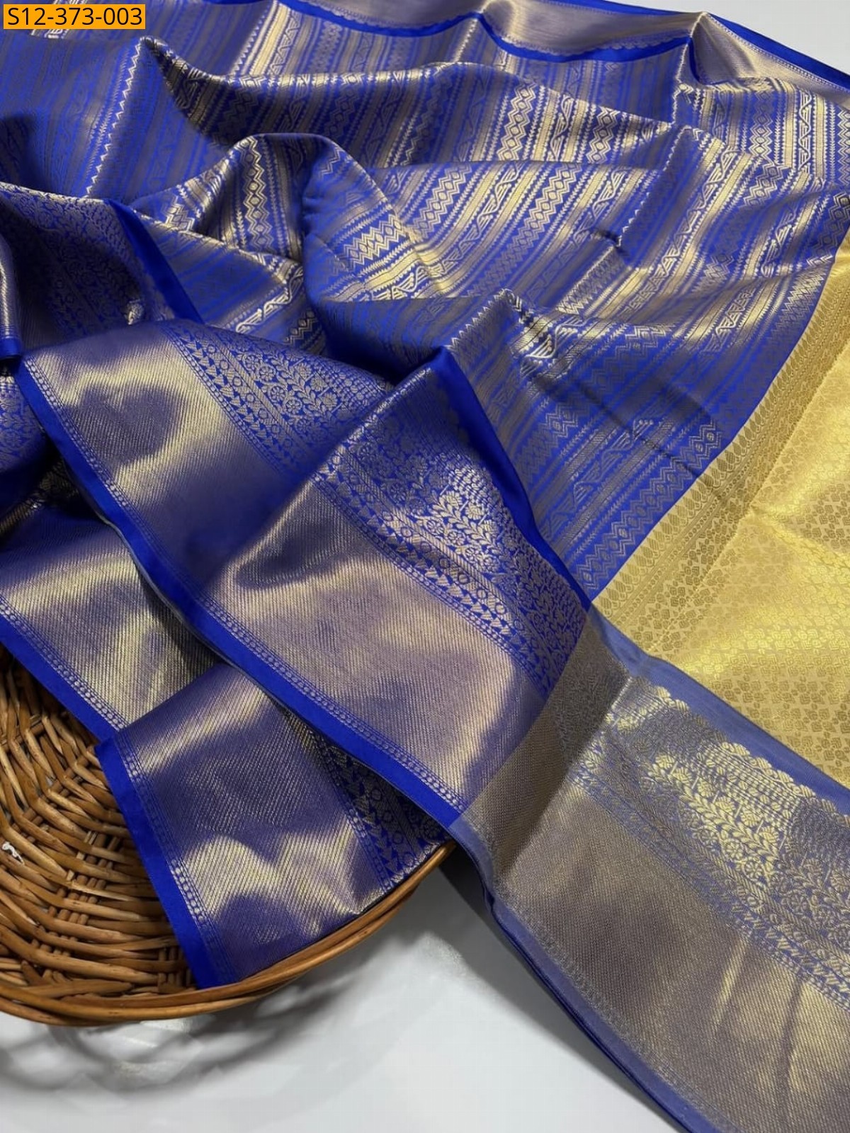 Blue Fancy Banarsi semi kataan soft silk Saree