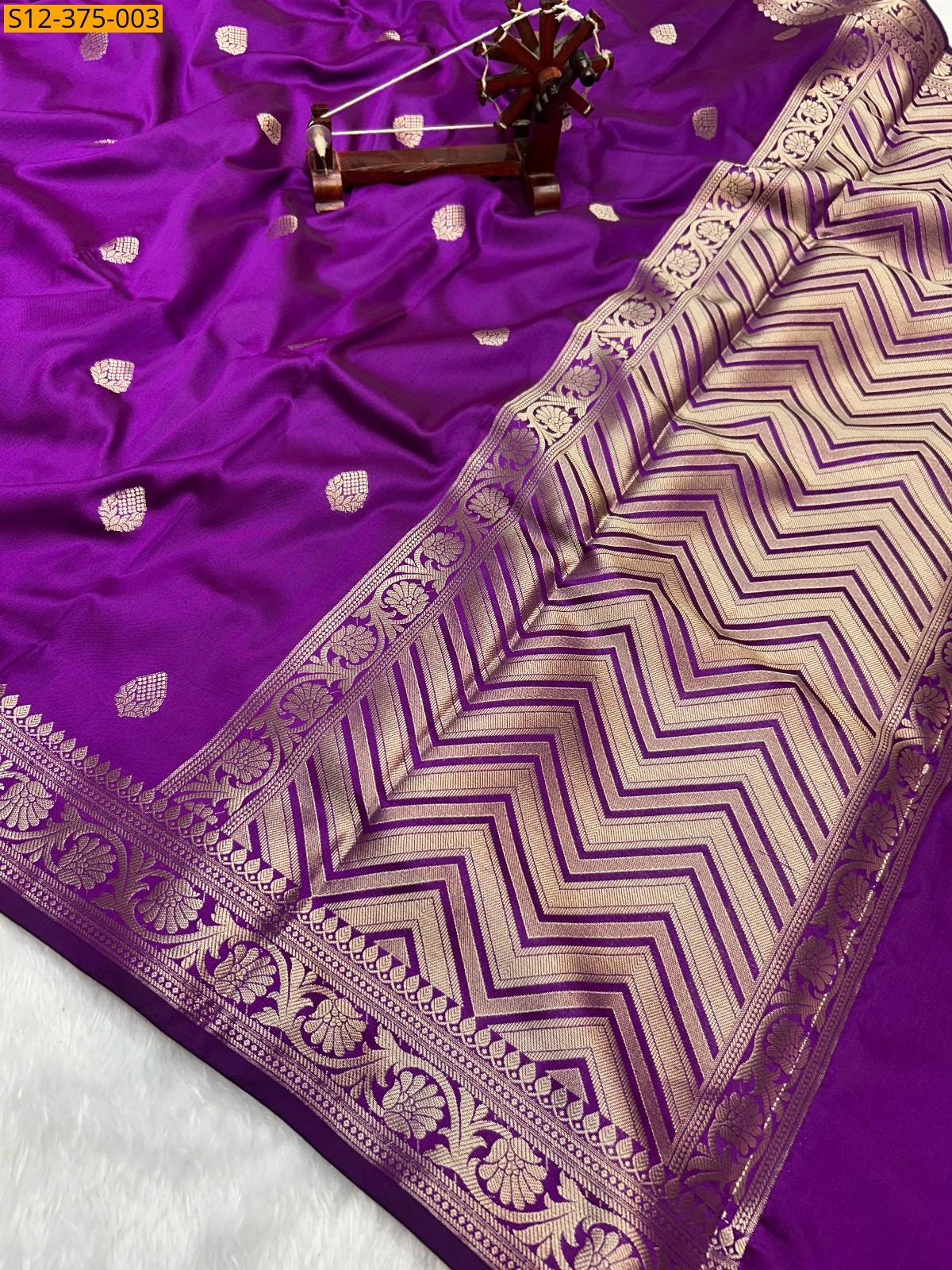 Magenta Fancy Banarsi semi kataan soft silk Saree