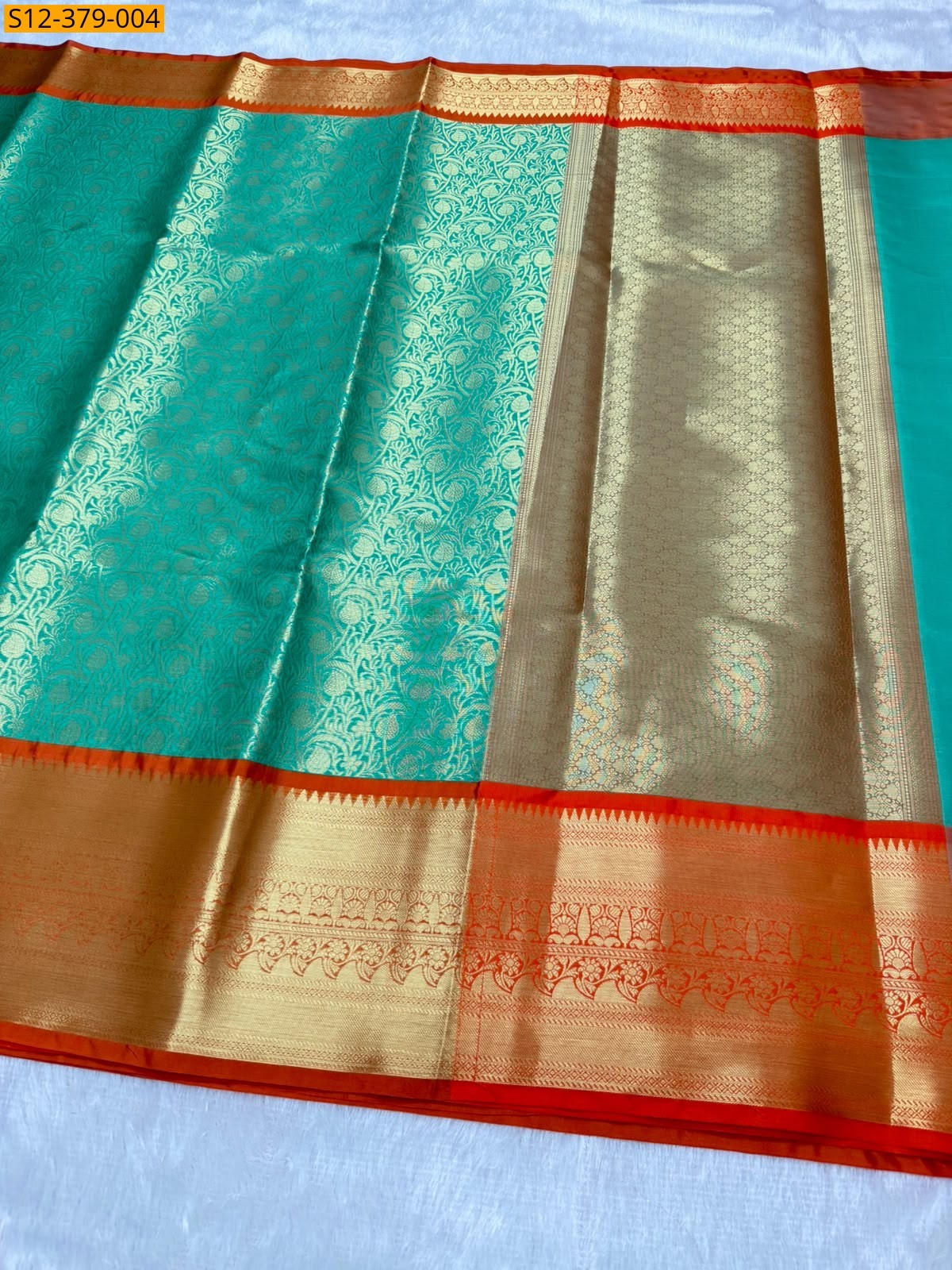 Teal Blue Fancy Banarsi semi kataan soft silk Saree