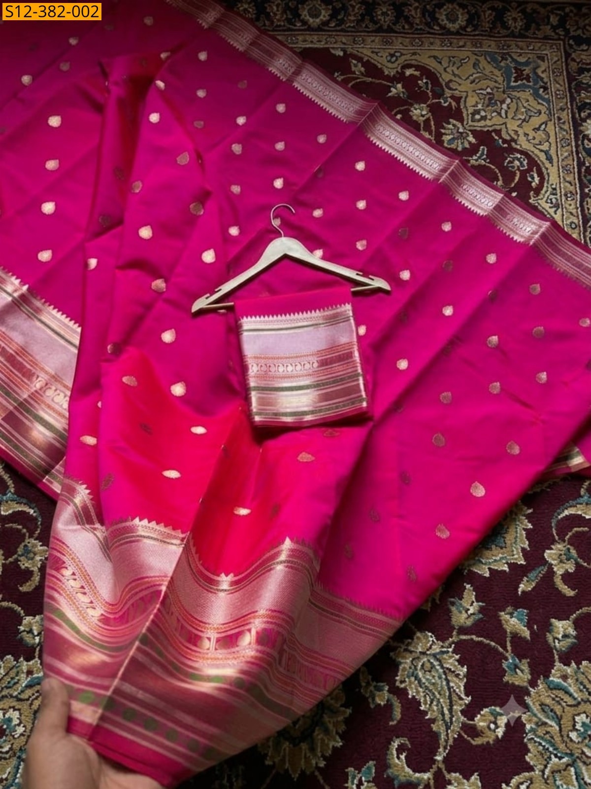 Pink Fancy Banarsi semi kataan soft silk Saree