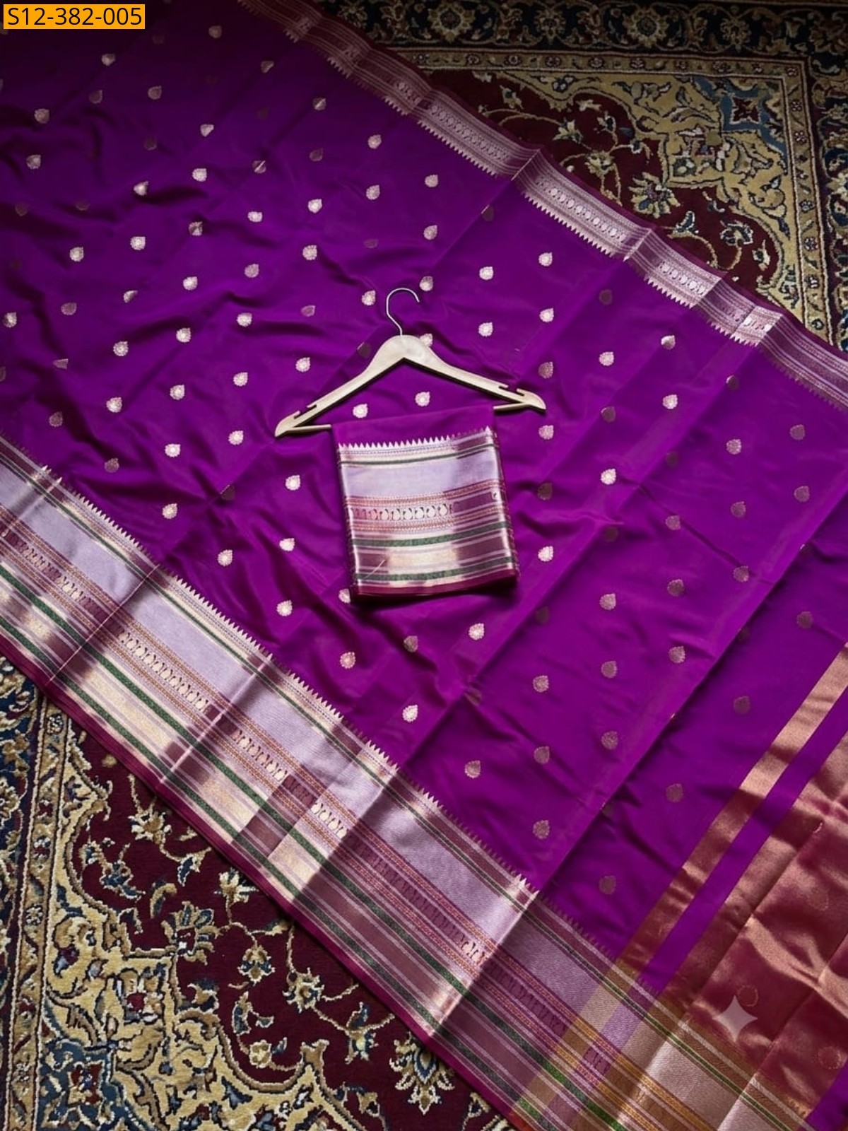 Magenta Fancy Banarsi semi kataan soft silk Saree