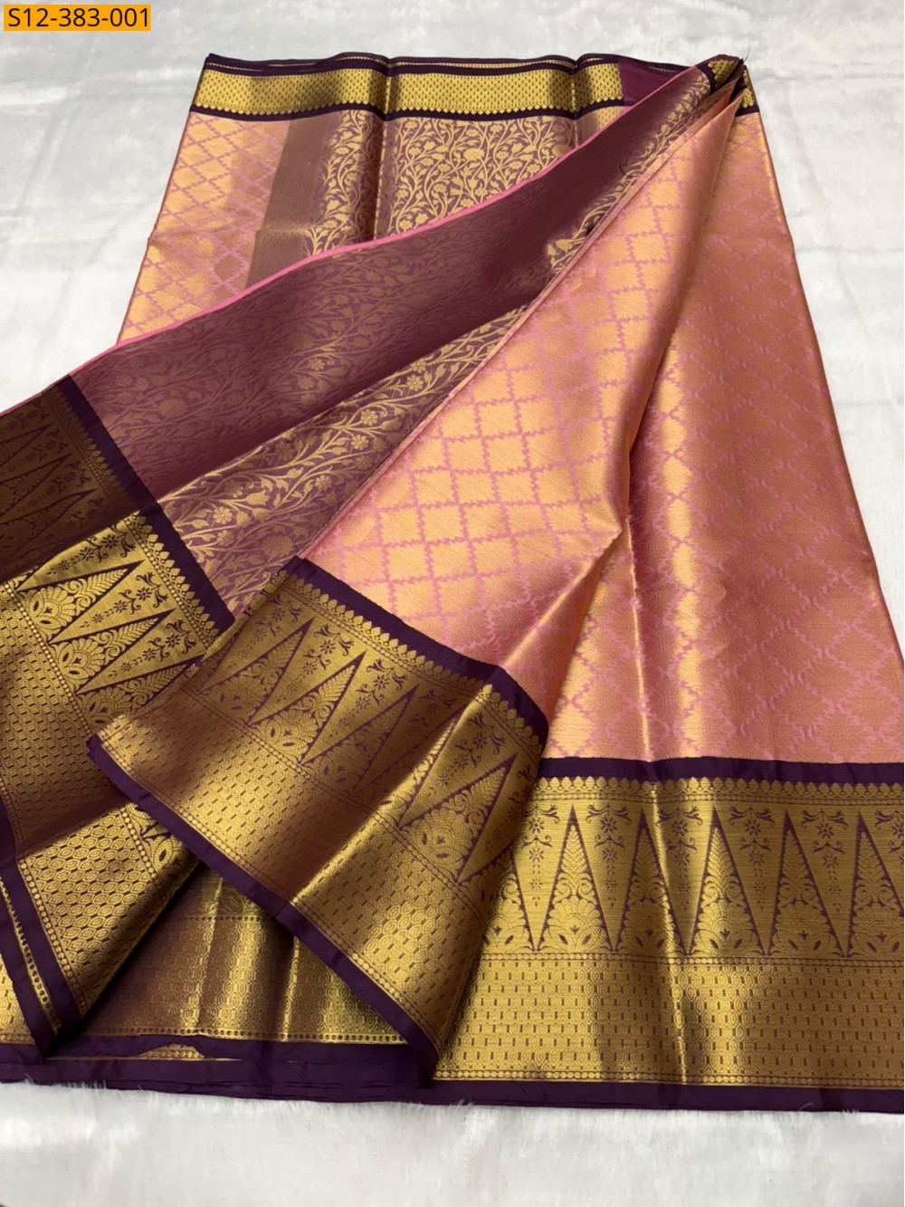 Peach Fancy Banarsi semi kataan soft silk Saree Peach Fancy Banarsi semi kataan soft silk Saree