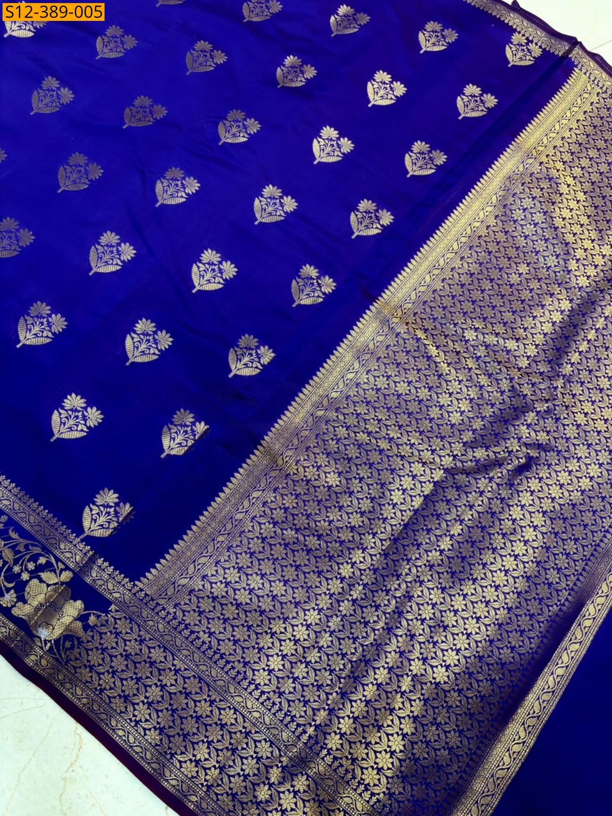 Blue Fancy Banarasi semi kataan soft silk Saree
