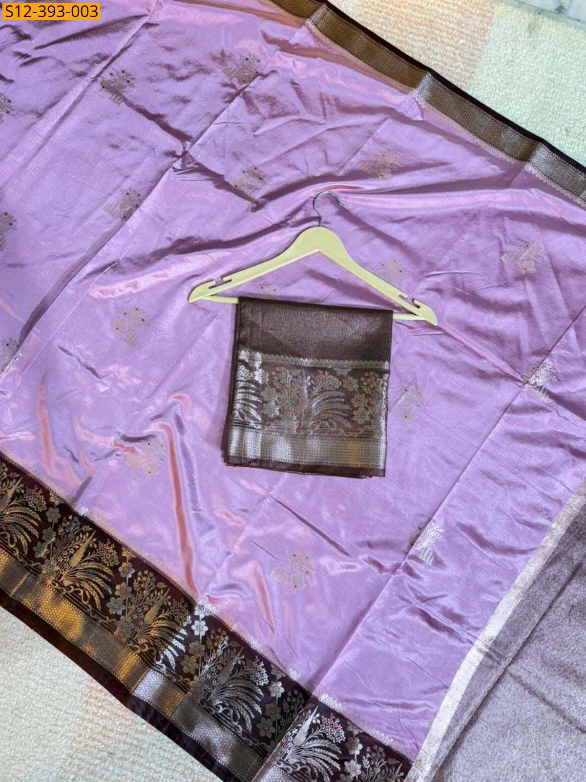 Purple Fancy Banarasi daibal raw mango soft silk Saree