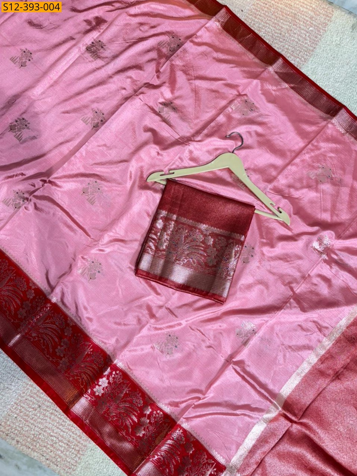 Pink Fancy Banarasi daibal raw mango soft silk Saree