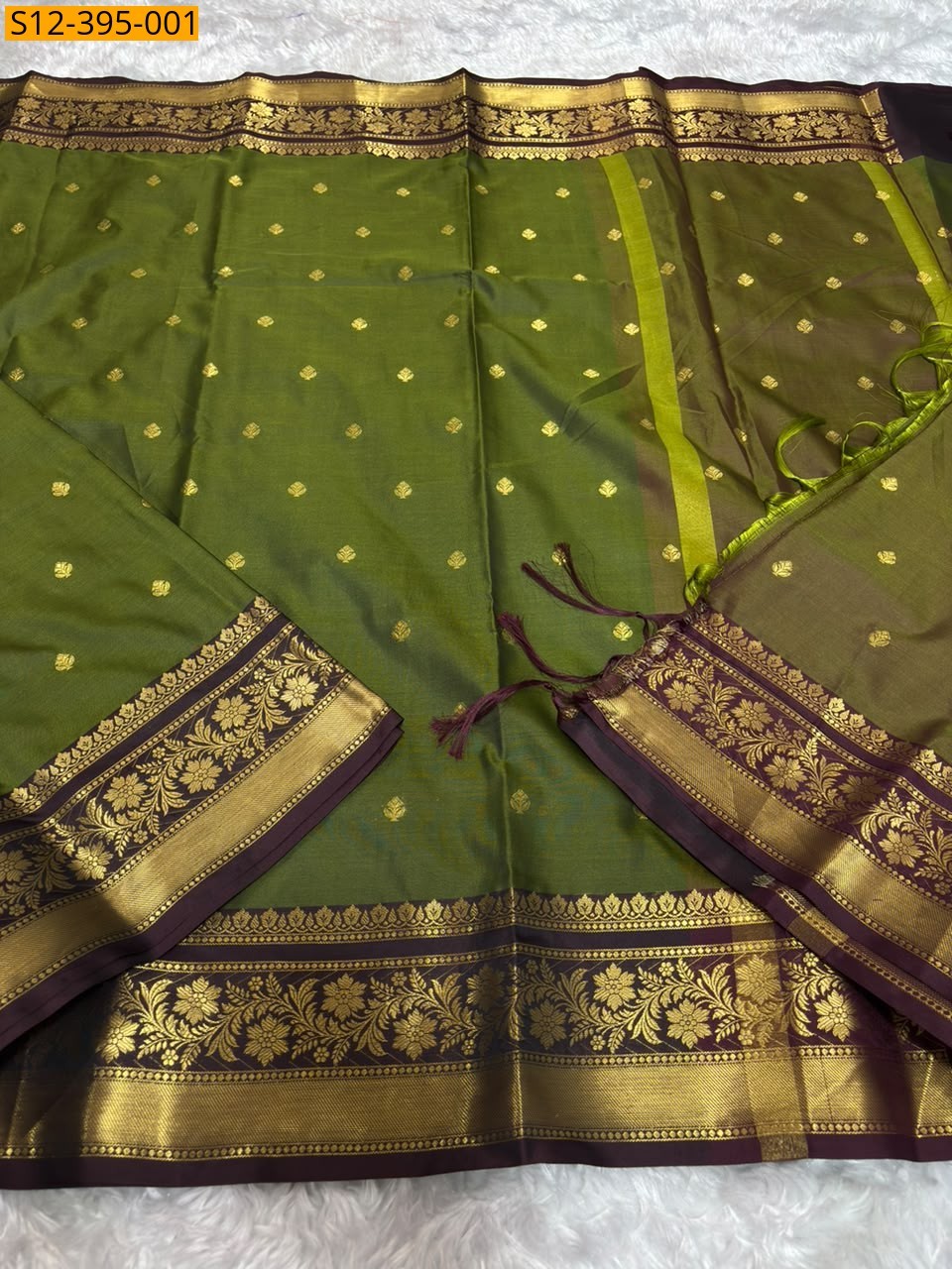 Green Fancy Banarsi semi kataan soft silk Saree